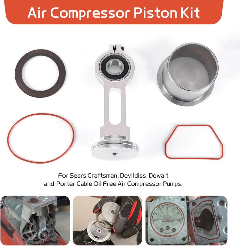 Creative.C KK-4835 KK-5081 A02743 Compressor Piston Kit Air Compressor Piston Rebuild Kit Compatible with Air Compressor Replacement Parts Pump, Replacement for Porter Cable, for Devildiss, for Dewalt - Image 2